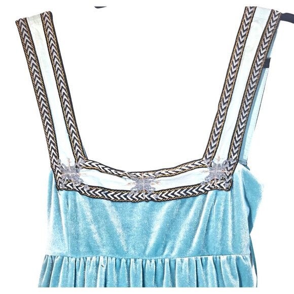 Free People Scandinavian Dress S Icy Shade Blue Embroidered Cottage Fairy - Picture 6 of 16